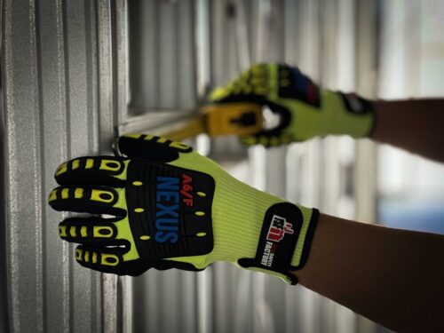 Tradie wearing Nexus Grip Highest Resistance Gloves A6/F TPR at Your Safety Factory